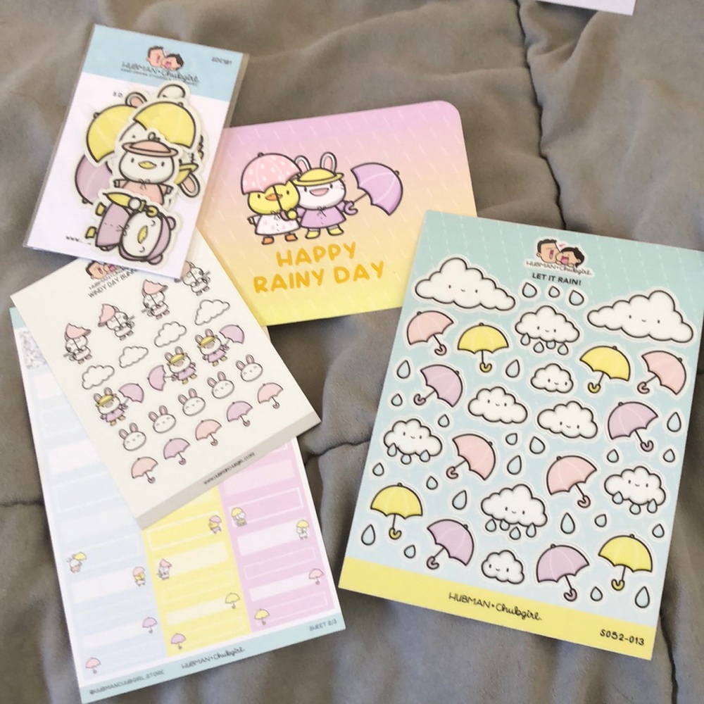 Hubman and Chubgirl Rainy Days Miscellaneous Journal/Planner Sticker Selection